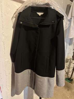 Mia Melon Kendra Waterproof Colorblock Wool Coat in Black/Grey